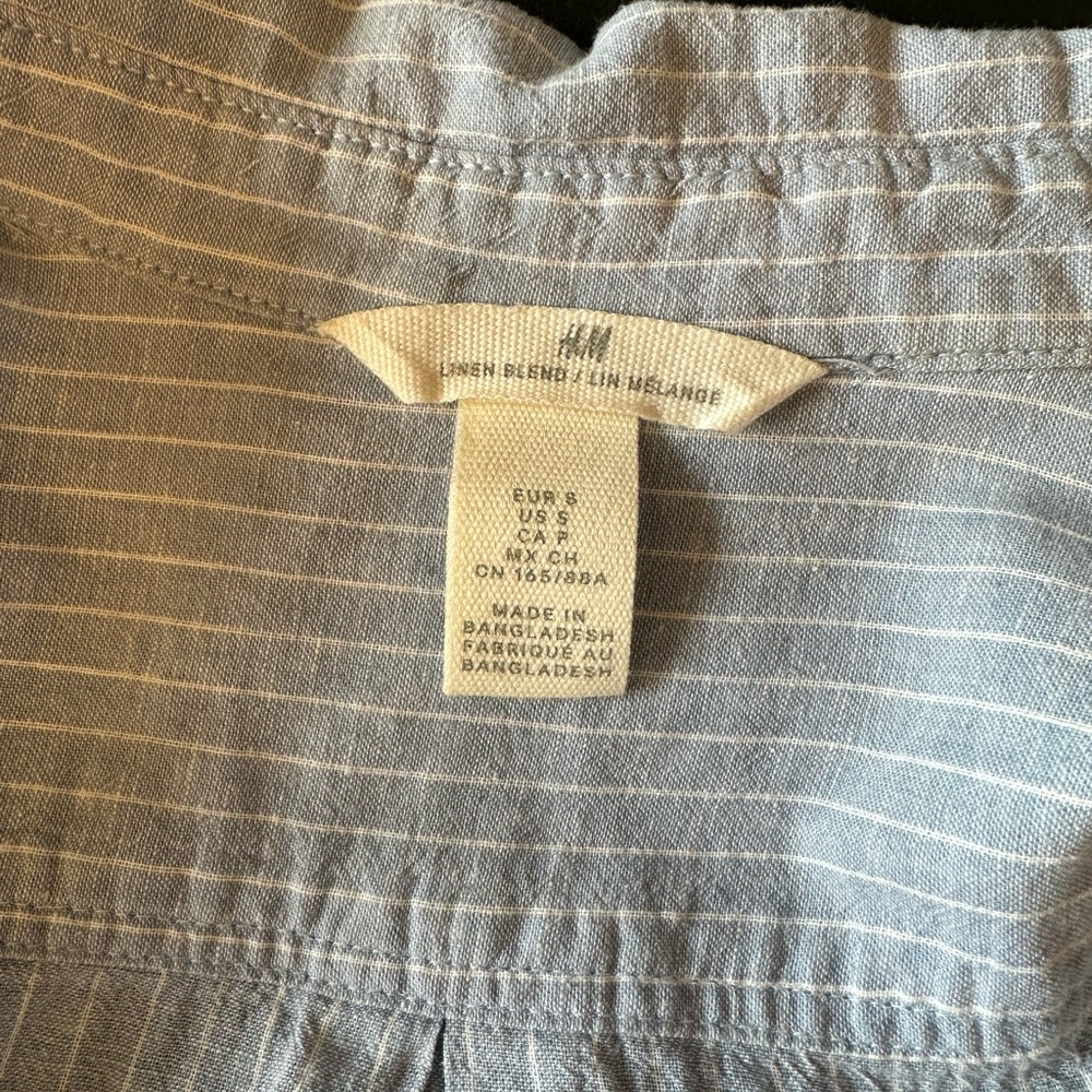 H&M Light Blue Pinstripe Midi Shirt Dress - Picture 8 of 8